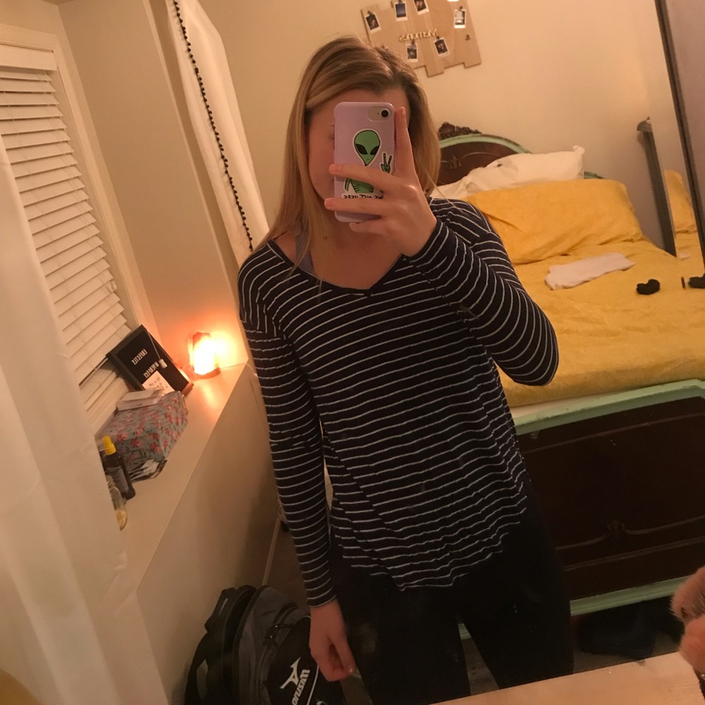Navy Blue Striped Long Sleeve